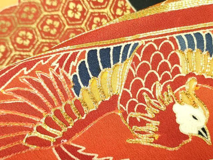 平和屋着物■豪華黒留袖　駒刺繍　鳳凰吉祥花文　金彩　正絹　逸品　DAAZ2659op