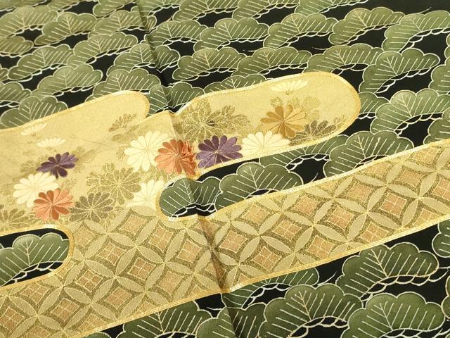 平和屋着物■豪華黒留袖　駒刺繍　霞花文　金彩　正絹　逸品　DAAZ2664op