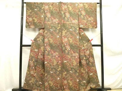 平和屋着物■上質な小紋　飛鶴花文　金彩　正絹　逸品　DAAZ2766op