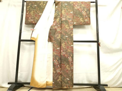 平和屋着物■上質な小紋　飛鶴花文　金彩　正絹　逸品　DAAZ2766op