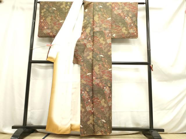 平和屋着物■上質な小紋　飛鶴花文　金彩　正絹　逸品　DAAZ2766op
