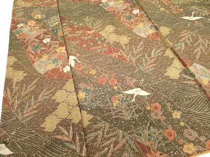 平和屋着物■上質な小紋　飛鶴花文　金彩　正絹　逸品　DAAZ2766op