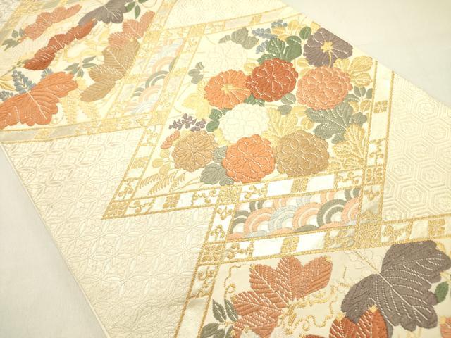 平和屋着物●六通柄袋帯 唐織 桐菊文 金糸 正絹 逸品 DAAZ2797op