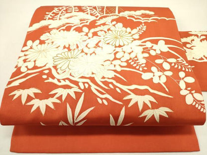 平和屋着物●九寸名古屋帯　駒刺繍　草花　金彩　正絹　逸品　DAAZ2809op