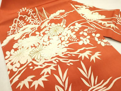平和屋着物●九寸名古屋帯　駒刺繍　草花　金彩　正絹　逸品　DAAZ2809op