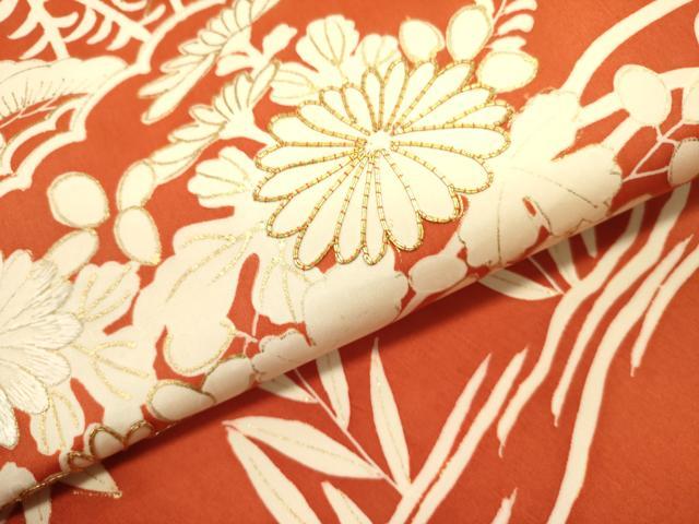 平和屋着物●九寸名古屋帯　駒刺繍　草花　金彩　正絹　逸品　DAAZ2809op