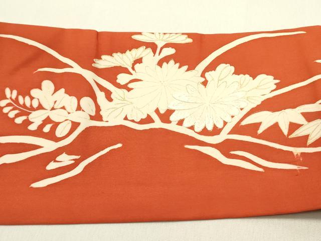 平和屋着物●九寸名古屋帯　駒刺繍　草花　金彩　正絹　逸品　DAAZ2809op