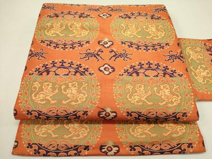 平和屋着物●九寸名古屋帯 円文白虎朱雀錦 正絹 逸品 DAAZ2825op