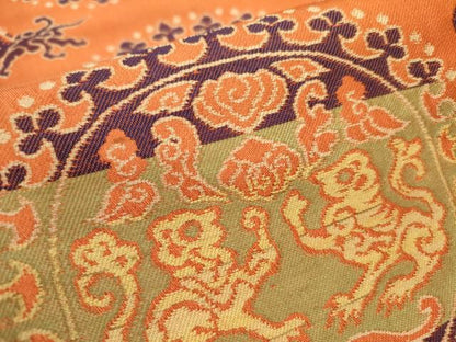 平和屋着物●九寸名古屋帯 円文白虎朱雀錦 正絹 逸品 DAAZ2825op