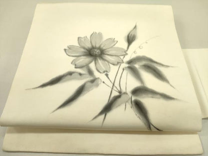 平和屋着物●九寸名古屋帯　作家物　手描き　草花　正絹　逸品　DAAZ2832op