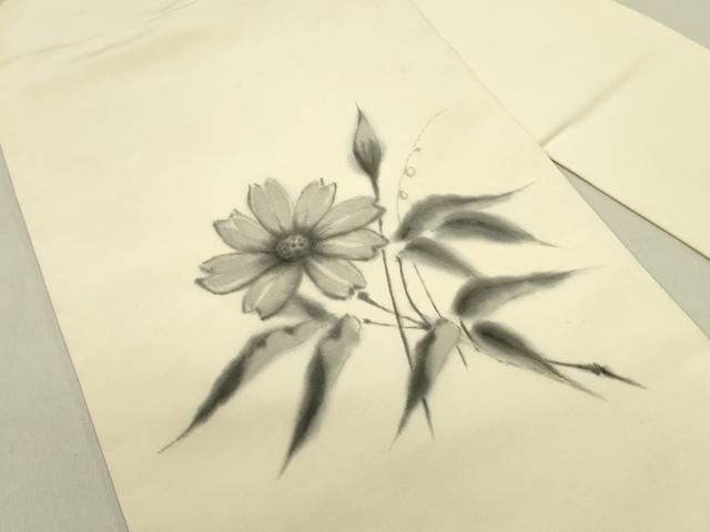 平和屋着物●九寸名古屋帯　作家物　手描き　草花　正絹　逸品　DAAZ2832op
