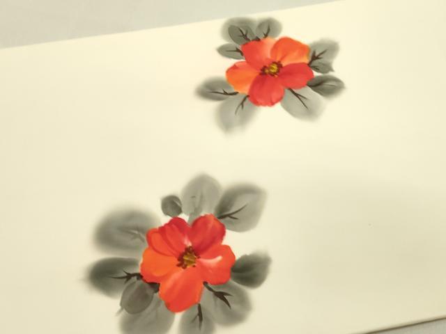 平和屋着物●塩瀬　九寸開き名古屋帯　作家物　手描き　草花　正絹　逸品　DAAZ2839op