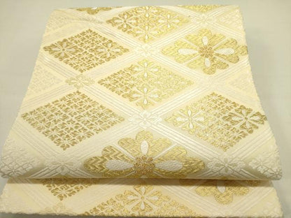 平和屋着物●六通柄袋帯 吉祥唐織 新小石丸 花菱文 金糸 正絹 逸品 DAAZ2841op