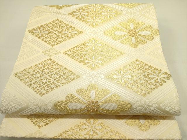 平和屋着物●六通柄袋帯 吉祥唐織 新小石丸 花菱文 金糸 正絹 逸品 DAAZ2841op