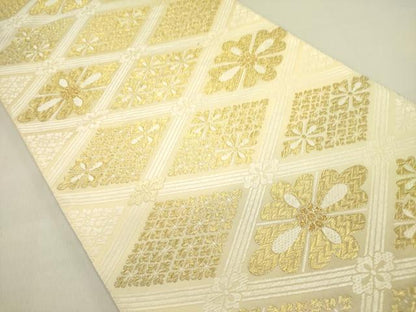平和屋着物●六通柄袋帯 吉祥唐織 新小石丸 花菱文 金糸 正絹 逸品 DAAZ2841op
