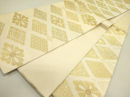 平和屋着物●六通柄袋帯 吉祥唐織 新小石丸 花菱文 金糸 正絹 逸品 DAAZ2841op