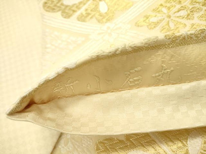 平和屋着物●六通柄袋帯 吉祥唐織 新小石丸 花菱文 金糸 正絹 逸品 DAAZ2841op