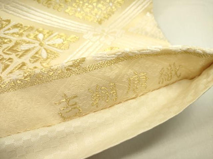 平和屋着物●六通柄袋帯 吉祥唐織 新小石丸 花菱文 金糸 正絹 逸品 DAAZ2841op