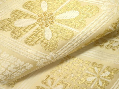 平和屋着物●六通柄袋帯 吉祥唐織 新小石丸 花菱文 金糸 正絹 逸品 DAAZ2841op
