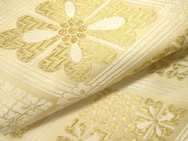 平和屋着物●六通柄袋帯 吉祥唐織 新小石丸 花菱文 金糸 正絹 逸品 DAAZ2841op