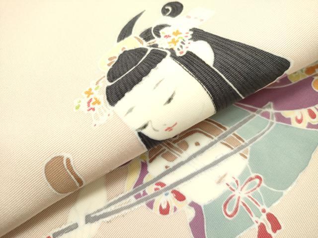 平和屋着物●京加賀友禅 松本健一 塩瀬 九寸名古屋帯 女人楽器花文 正絹 逸品 DAAZ2865op