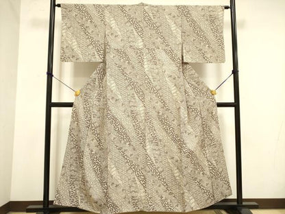 平和屋着物■上質な小紋　型染　草花　正絹　逸品　DAAZ2901op