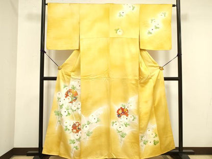 平和屋着物■訪問着　駒刺繍　雪輪菊文　暈し染め　金彩　正絹　逸品　DAAZ2907op