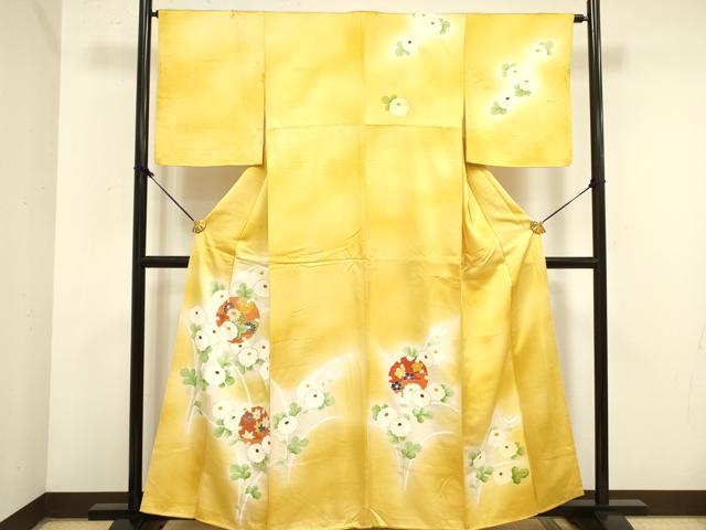 平和屋着物■訪問着　駒刺繍　雪輪菊文　暈し染め　金彩　正絹　逸品　DAAZ2907op