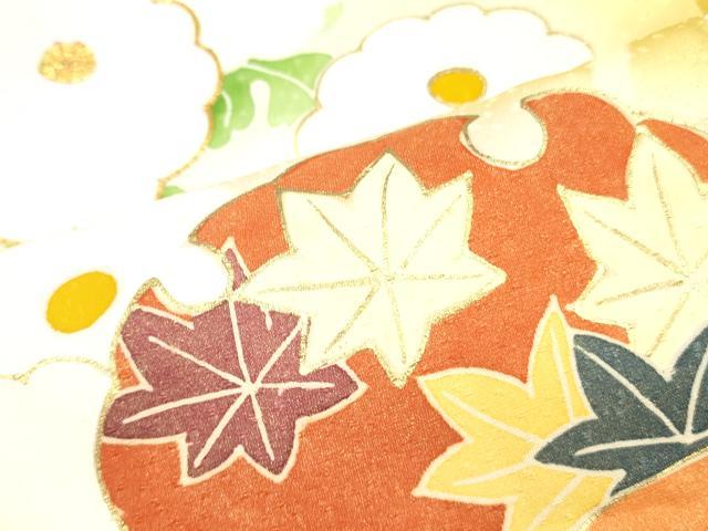 平和屋着物■訪問着　駒刺繍　雪輪菊文　暈し染め　金彩　正絹　逸品　DAAZ2907op
