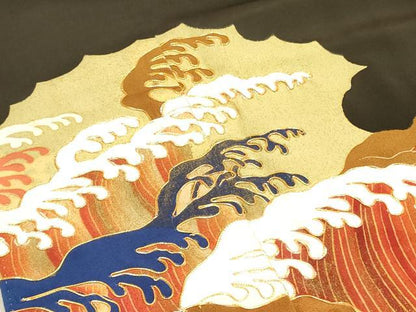 平和屋着物■豪華黒留袖　駒刺繍　立波文　金彩　正絹　逸品　DAAZ2920op
