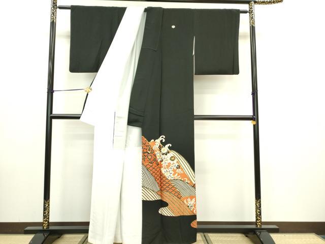 平和屋着物■豪華黒留袖　駒刺繍　立波吉祥花文　金彩　正絹　逸品　DAAZ2941op