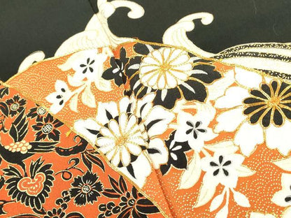 平和屋着物■豪華黒留袖　駒刺繍　立波吉祥花文　金彩　正絹　逸品　DAAZ2941op