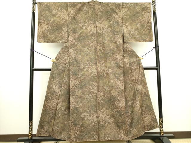 平和屋着物■上質な紬　草葉文　正絹　逸品　DAAZ2943op