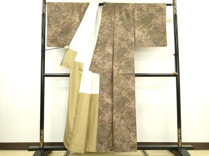 平和屋着物■上質な紬　草葉文　正絹　逸品　DAAZ2943op