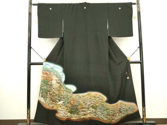 平和屋着物■豪華黒留袖　作家物　風景文　暈し染め　金彩　正絹　逸品　DAAZ2961op