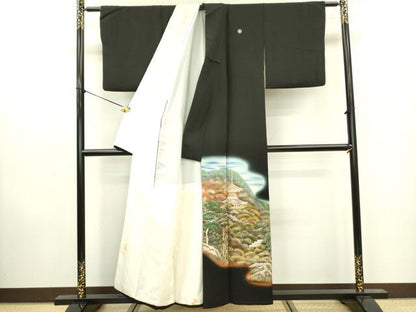 平和屋着物■豪華黒留袖　作家物　風景文　暈し染め　金彩　正絹　逸品　DAAZ2961op