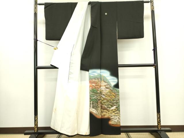平和屋着物■豪華黒留袖　作家物　風景文　暈し染め　金彩　正絹　逸品　DAAZ2961op