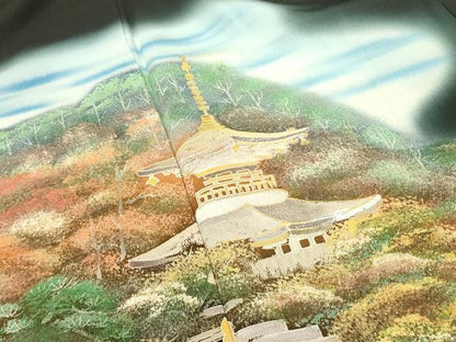 平和屋着物■豪華黒留袖　作家物　風景文　暈し染め　金彩　正絹　逸品　DAAZ2961op