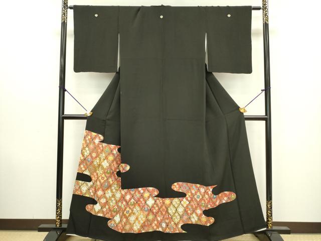 平和屋着物■豪華黒留袖　駒刺繍　立涌花文　金彩　正絹　逸品　DAAZ2997op