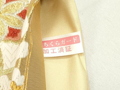 平和屋着物●六通柄袋帯　唐織　切嵌舞桜文　金銀糸　正絹　逸品　DAAZ3022ob