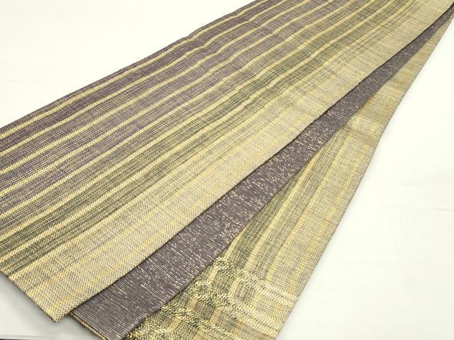 平和屋着物▽ひなや工房 くむ・あむ・おる 伊豆蔵明彦 組織 両面 太鼓柄袋帯 スリーシーズン 春夏秋 間道 金糸 正絹 逸品 DAAZ3033ob