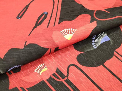 平和屋着物●全通柄京袋帯　WAKKA　ワッカ　花間道　黒地　正絹　逸品　DAAZ3048ob