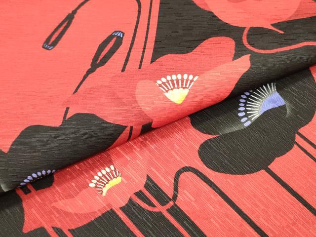 平和屋着物●全通柄京袋帯　WAKKA　ワッカ　花間道　黒地　正絹　逸品　DAAZ3048ob