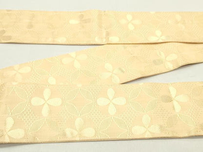 平和屋着物●男性　本場筑前博多織　角帯　七宝花文　香色　正絹　逸品　DAAZ3061ob