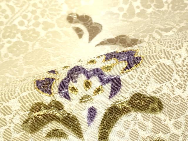 平和屋着物●両面　六通柄袋帯　輪奈織　更紗花唐草文　金彩　さが美扱い　正絹　逸品　DAAZ3065ob