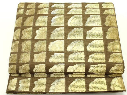 平和屋着物●六通柄京袋帯　抽象文様　金糸　正絹　逸品　DAAZ3069ob