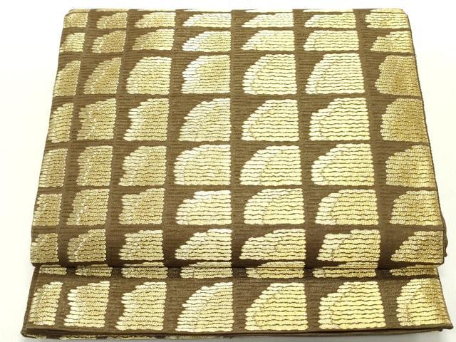 平和屋着物●六通柄京袋帯　抽象文様　金糸　正絹　逸品　DAAZ3069ob