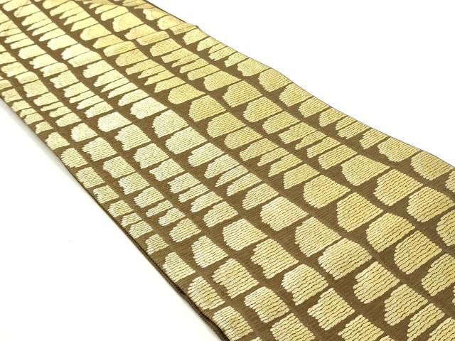 平和屋着物●六通柄京袋帯　抽象文様　金糸　正絹　逸品　DAAZ3069ob