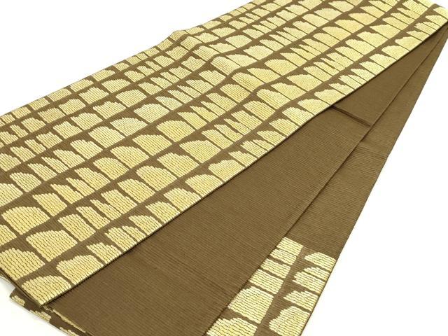 平和屋着物●六通柄京袋帯　抽象文様　金糸　正絹　逸品　DAAZ3069ob