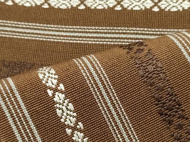 平和屋着物▼男性　両面　角帯　献上　間道　煎茶色　綿　逸品　DAAZ3079ob